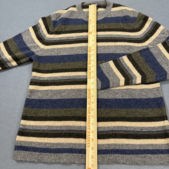 SWEATER LAMBSWOOL Eddie Bauer Men LARGE  GRY BLUE 100% Pullover Crew Neck - Picture 5 of 8